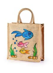 Jute hand painted bag Innovative look manufacturer,  exporter India