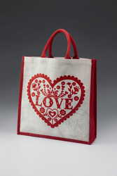 Jute Shopping Bags With Love Print Manufacturer,  Exporter,  Supplier